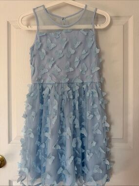 The Children's Place Baby Blue Butterfly Appliqué Party Dress Size 12!
